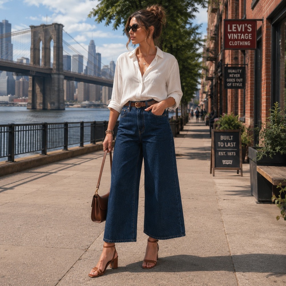 LEVIS PREMIUM Womens New Jeans Wide Leg XL CULOTTE 28 Mid Rise 001V1-0004
